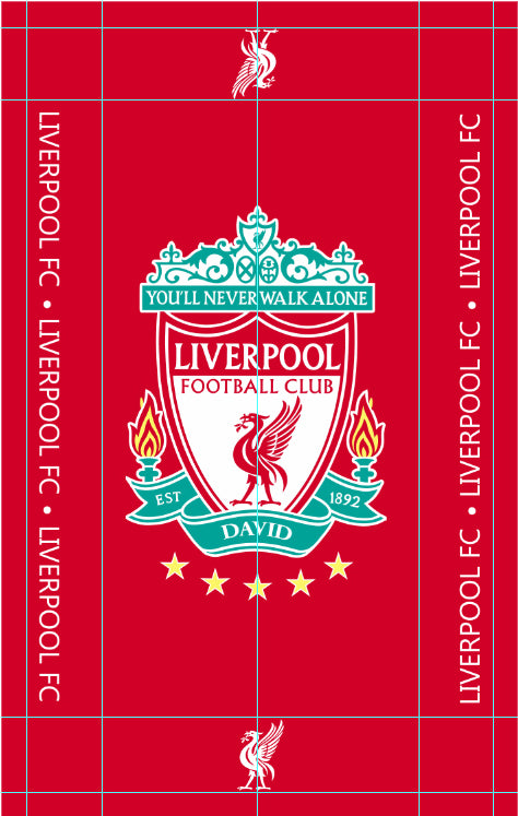 Liverpool FC coffin drape with gridlines by Flag Studio