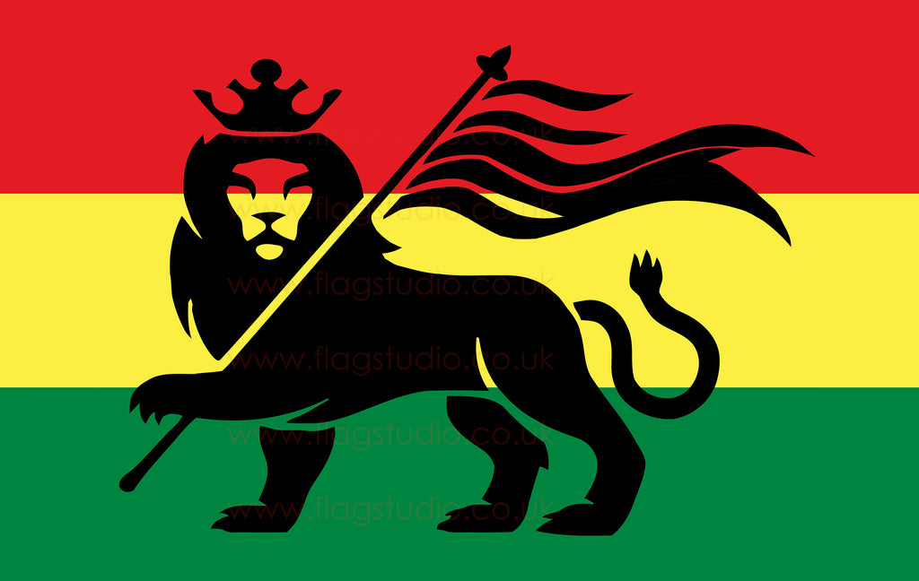 Rastafarian Jamaican lion green yellow red coffin drape flag by Flag Studio