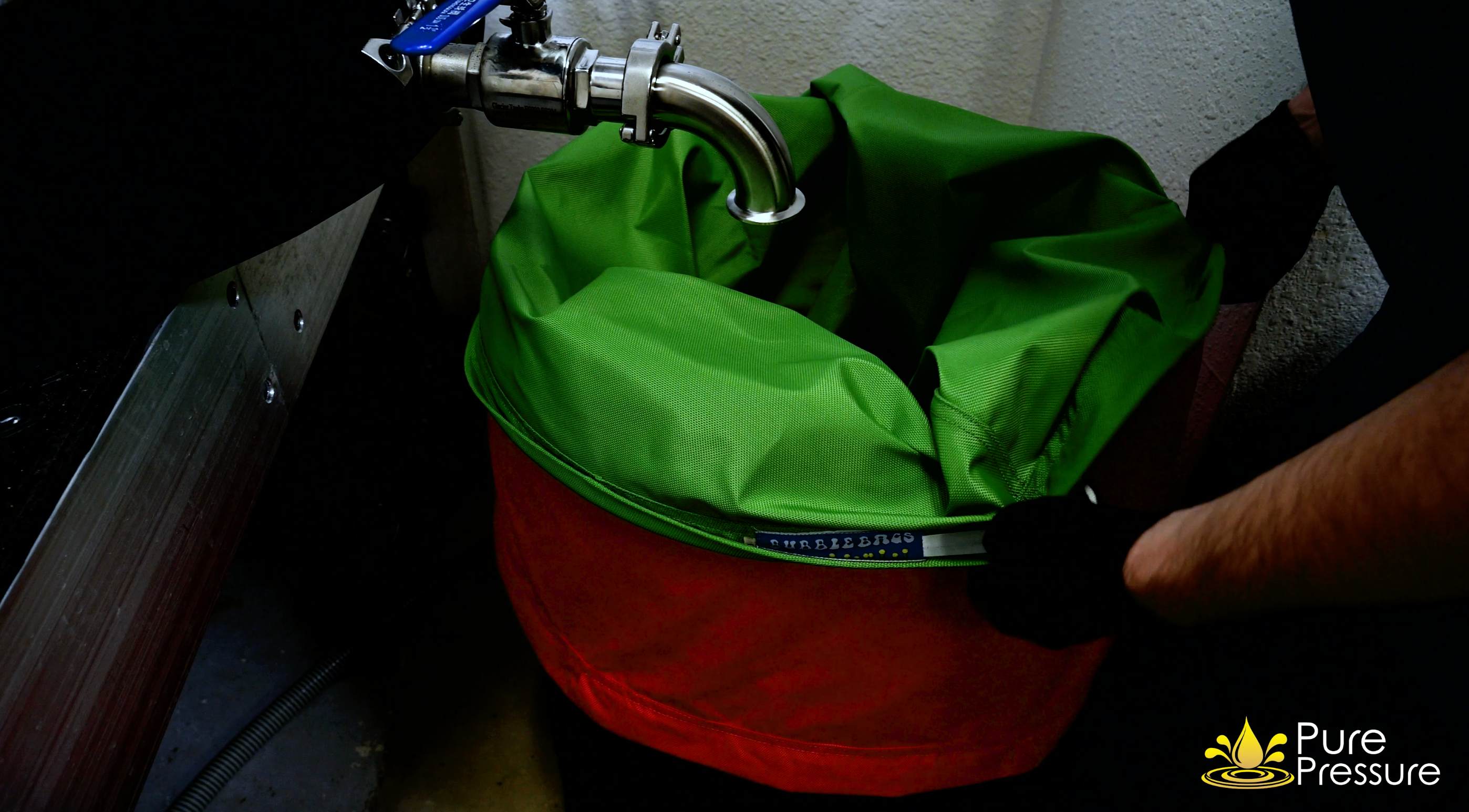 bubble bags layered in a PurePressure Bruteless hash washing vessel