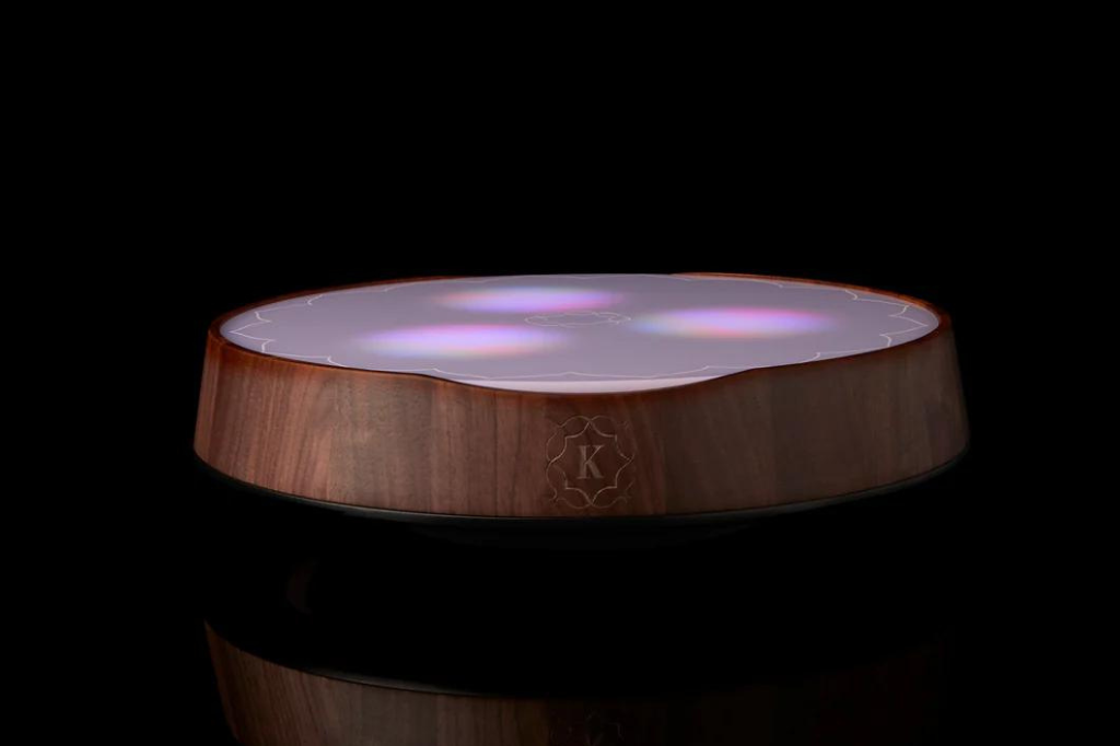 Kaloud Altaris Wood and Metal Lazy Susan: Stylish hookah accessory for effortless sharing and socializing.