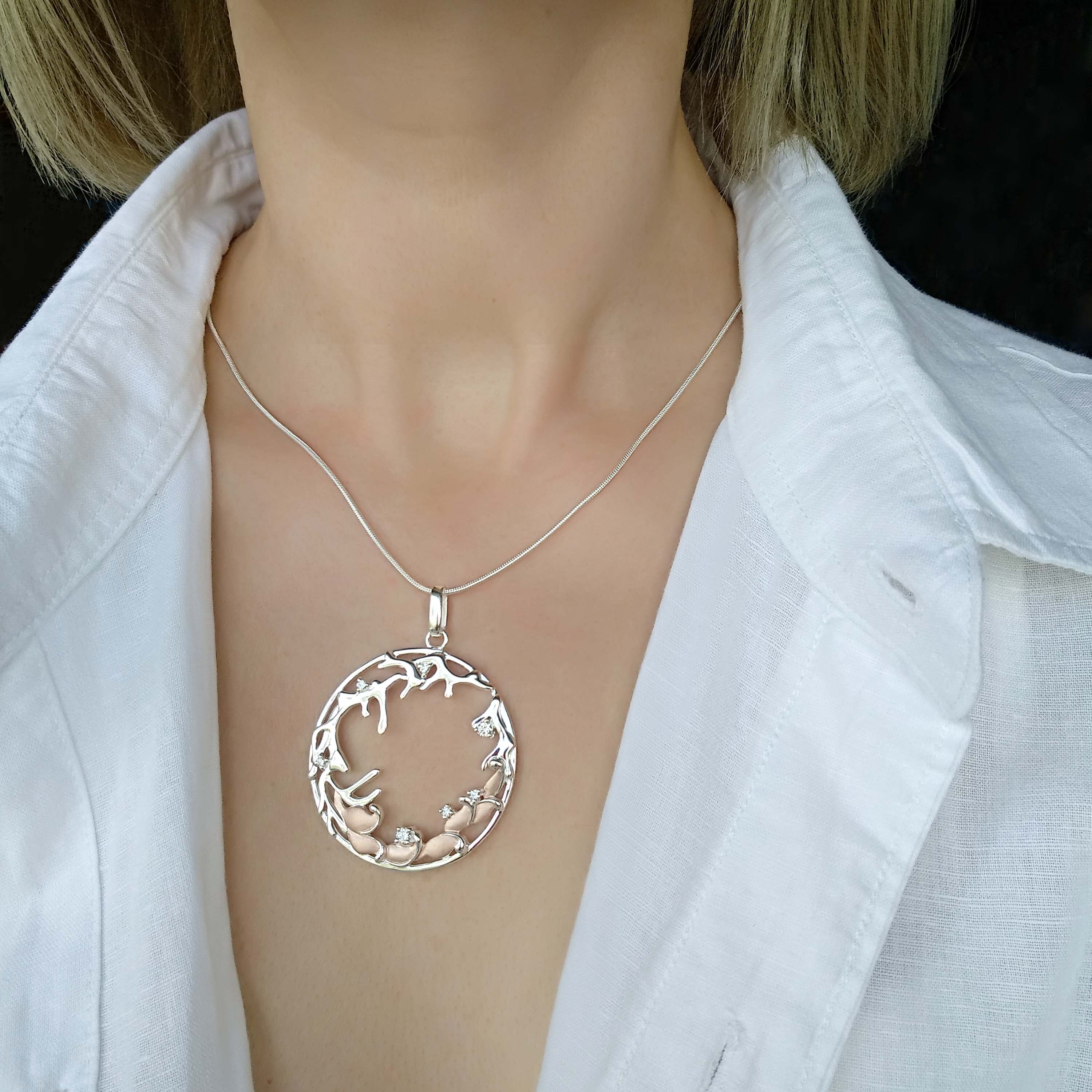 Sterling Silver Large Round Pendant 