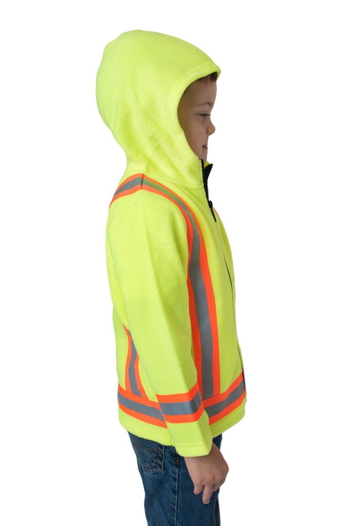 Hi Viz Kids' Fleece Safety Hoodie Yellow