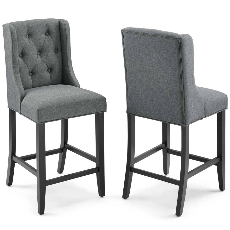 Modway Baronet Counter Bar Stool Upholstered Fabric Set of 2 - EEI-4020 - Gray