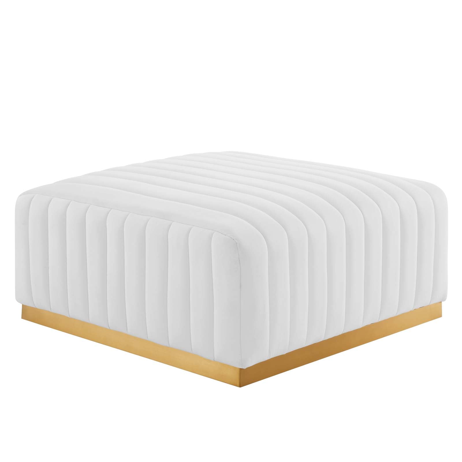 Conjure Channel Tufted Performance Velvet Ottoman By Modway - EEI-5507 - Gold White