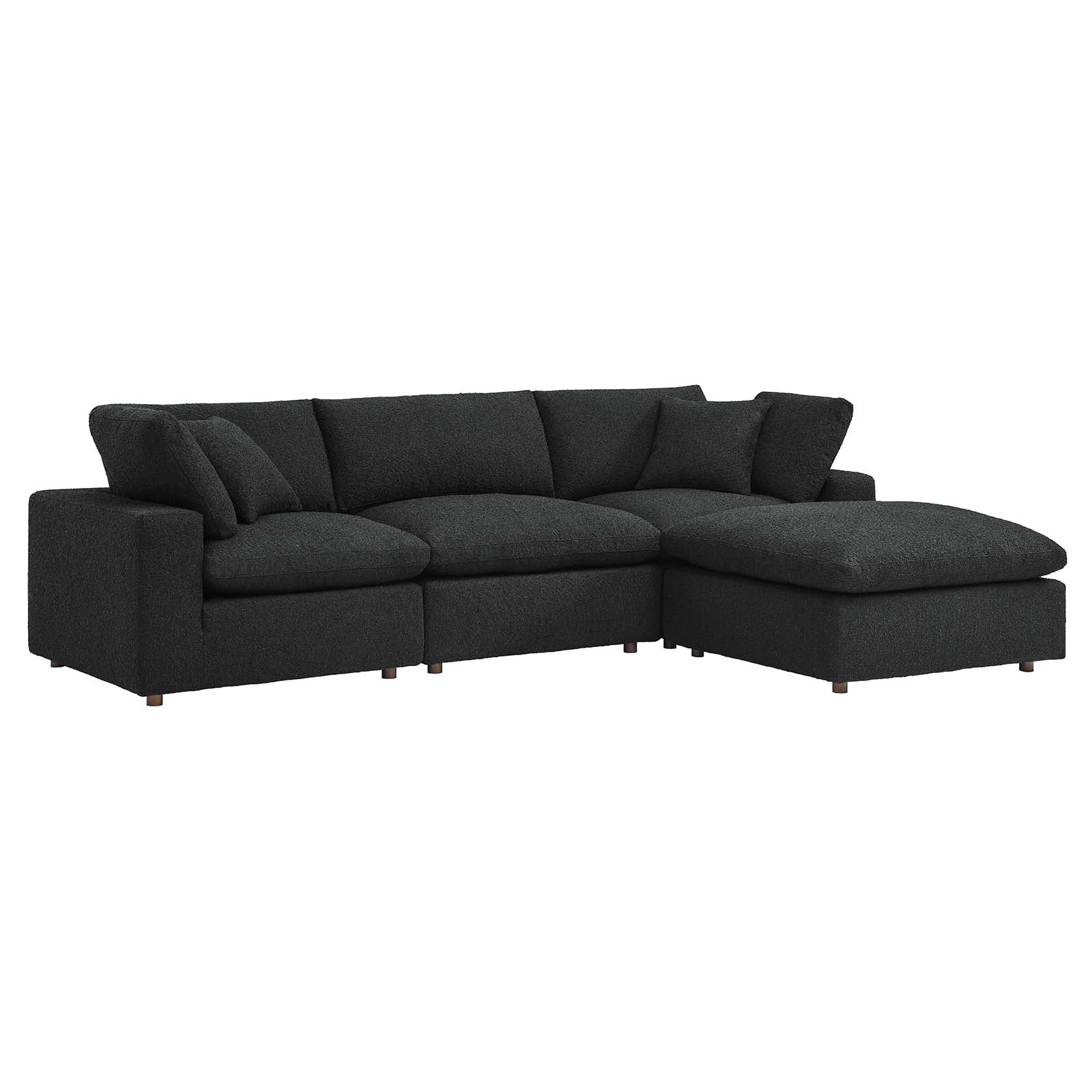 Commix Down Filled Overstuffed Boucle Fabric 4-Piece Sectional Sofa By Modway - EEI-6363 - Black