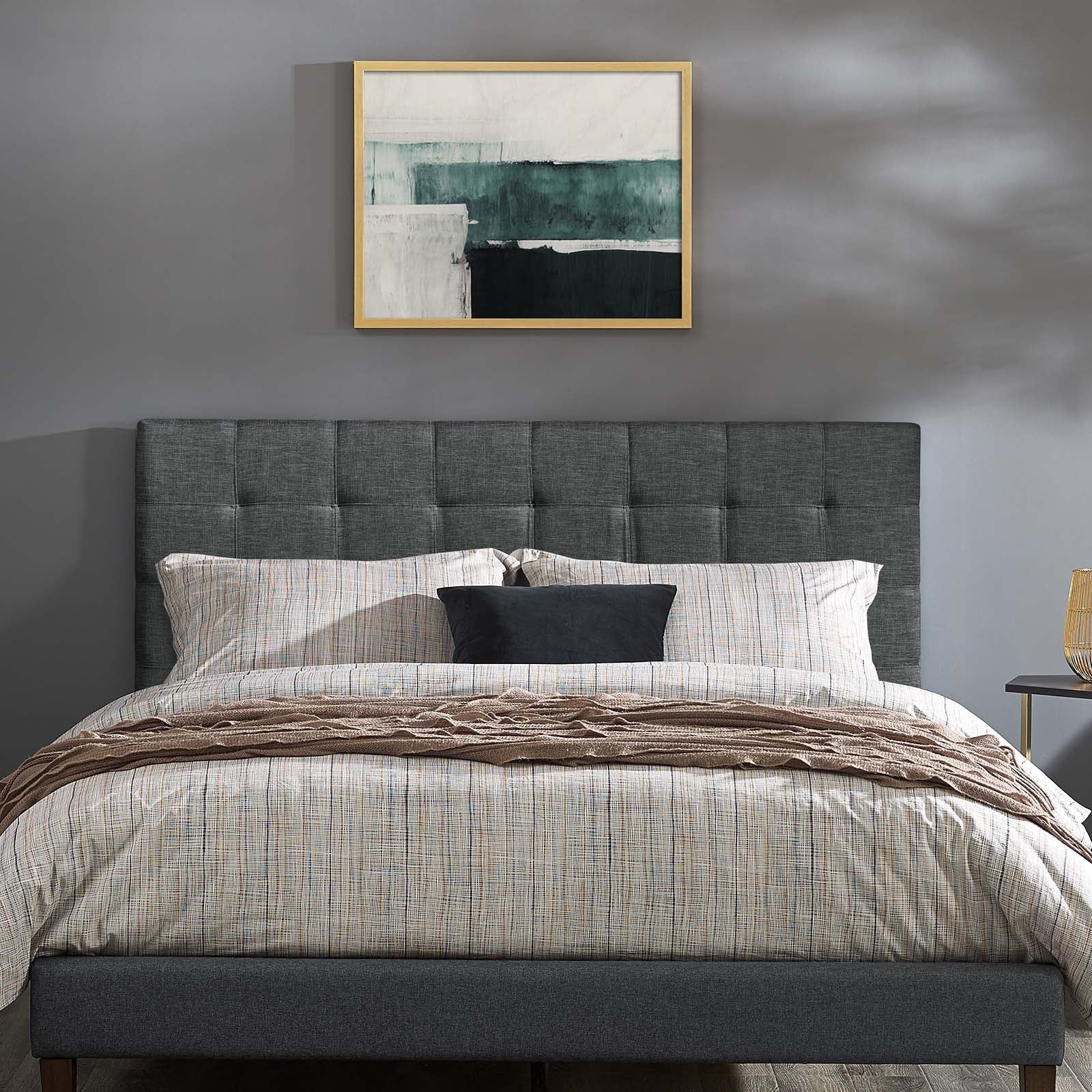 Modway Paisley Tufted Twin Upholstered Linen Fabric Headboard - MOD-5846 - Gray