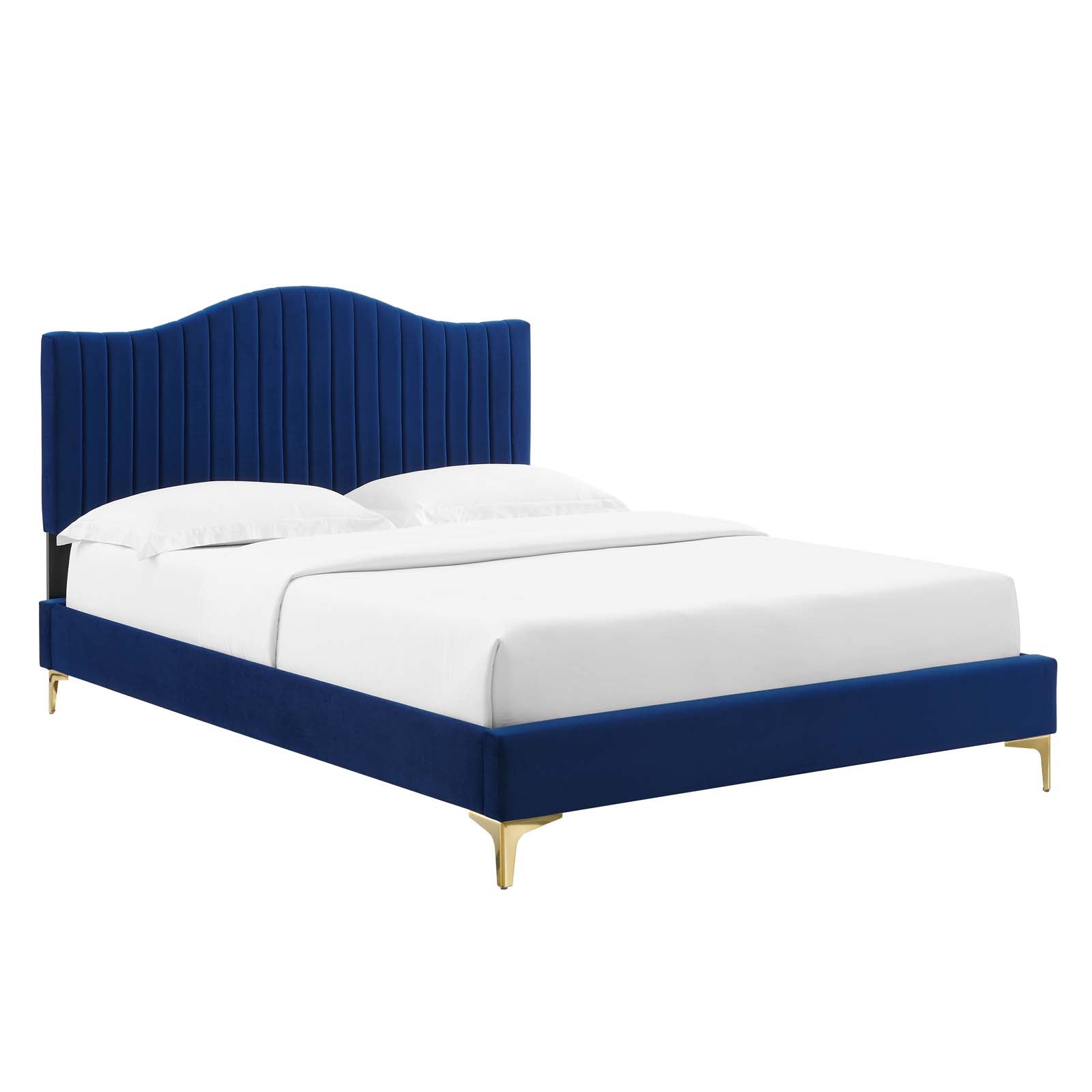 Modway Juniper Channel Tufted Performance Velvet Twin Platform Bed - MOD-6742 - Navy