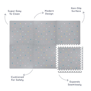 Foam Tiles Playmat - Grey/Polka dot