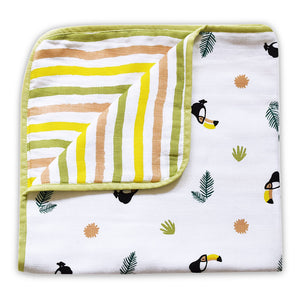 Organic Muslin Cot Bedding Set – Tropical Toucan