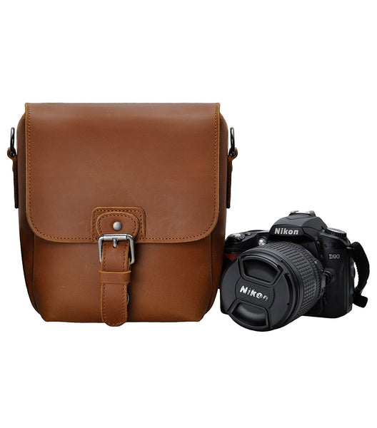 Handmade Small DSLR Camera Bag Removable Padded Brown Leather DSLR Cam – zlyc