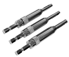 Drill bits are metal drill accessories for door hinge installation.