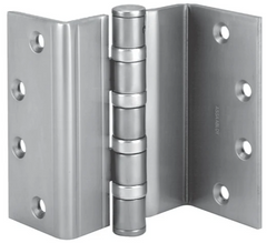 A steel full mortise swing clear hinge with a satin chrome finish