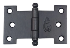 A solid steel wide throw hinge with an oil rubbed bronze finish