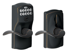 Electronic keypad lock with aged bronze finish