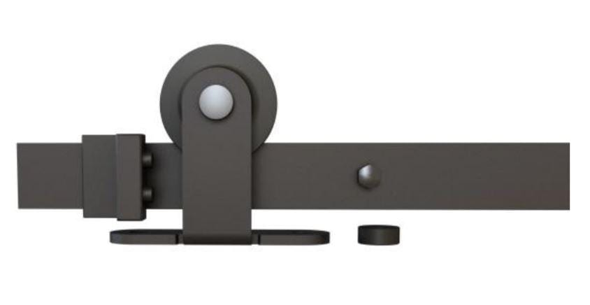 Barn Door Hinges / Hardware Kit - Top Mount Single Wheel - 8' Foot Rail Length - Matte Black Finish