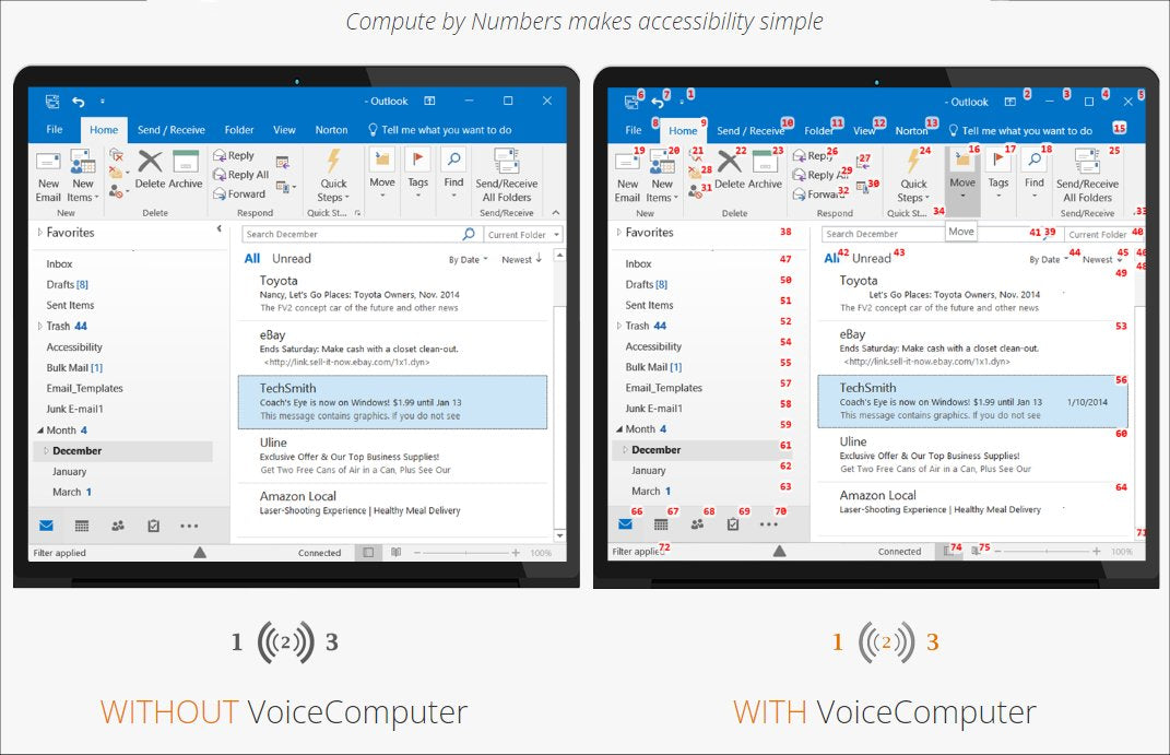 VoiceComputer interface in Microsoft Outlook