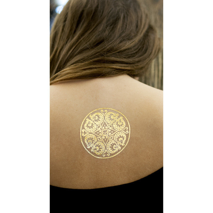 Metallic Temporary Tattoos Golden Silver Color Ancient For Women Girls  Size19x15cm 1PC  Amazonin Beauty