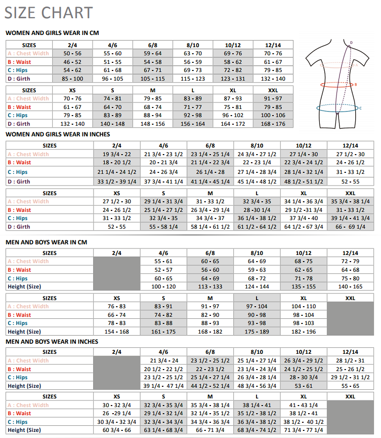 Wear Moi- Dancewear Size Guide – Mirena 