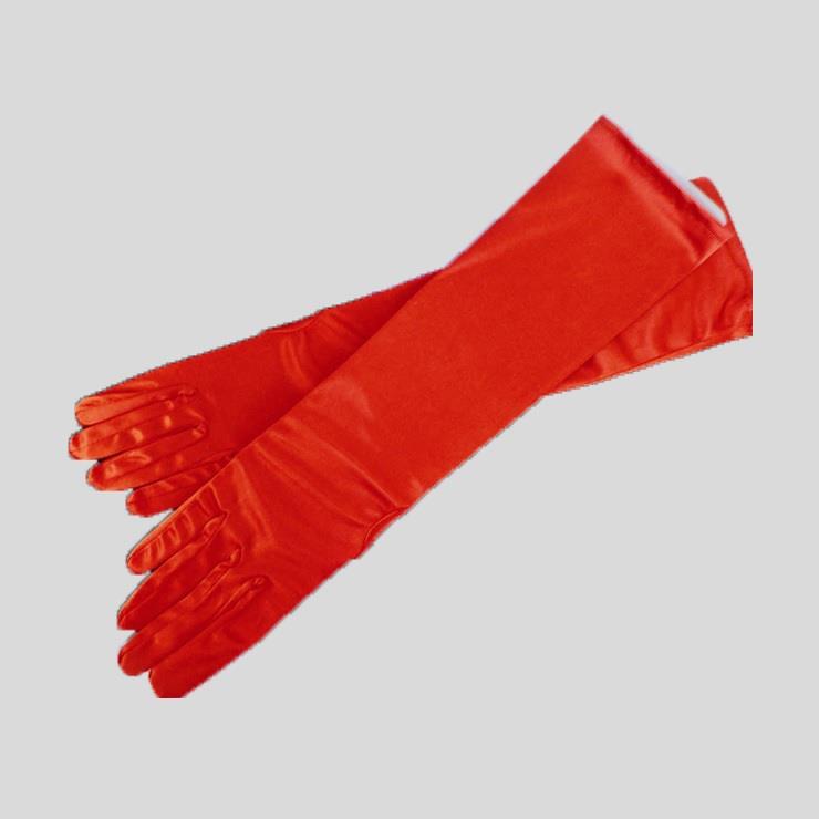 orange satin gloves