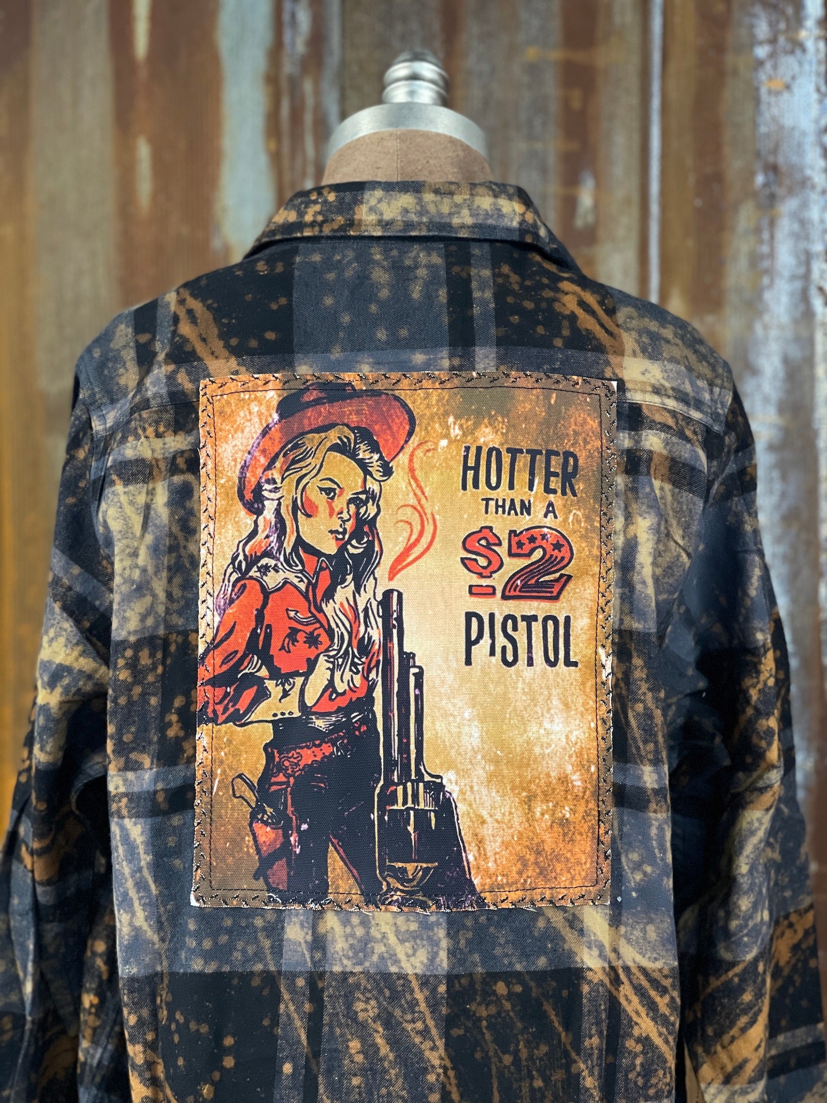 Image of Hotter Than A 2 Dollar Pistol Art Flannel- Distressed Black