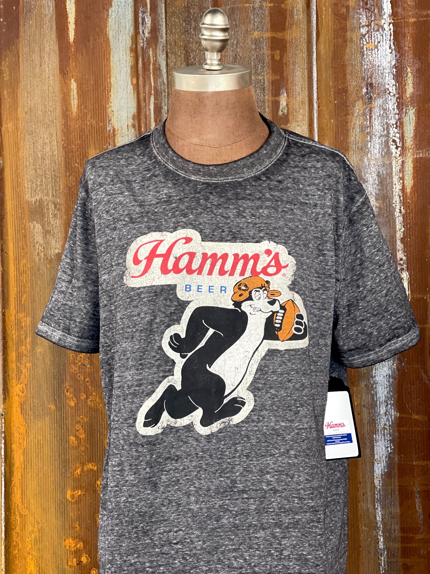 Image of Hamm's Football Bear LUXE Tee- Charcoal Grey