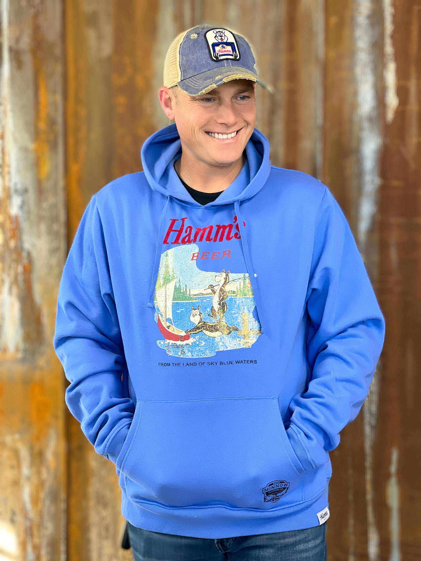 Image of Hamm's Sailboat Bear Hoodie- Royal Blue " o T 