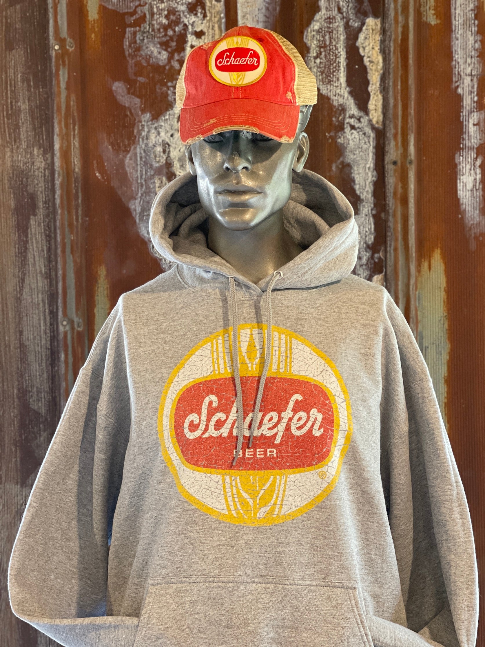 Image of Schaefer Beer Graphic Hoodie- Heather Grey