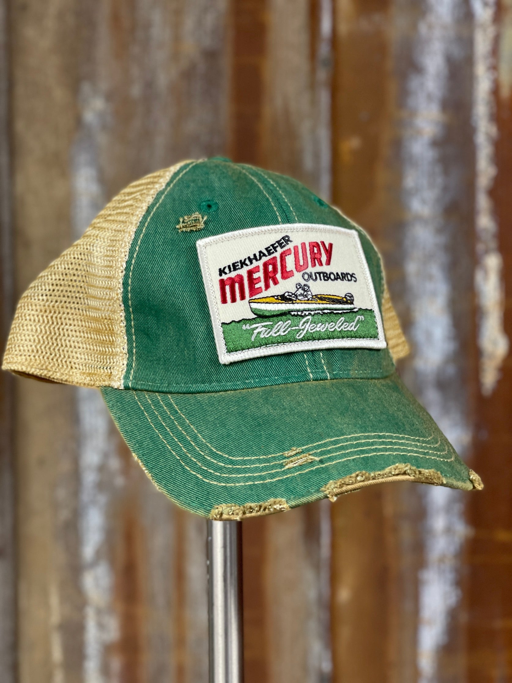 Sales/ Service - Outboard Hat Round- Distressed Kelly Green