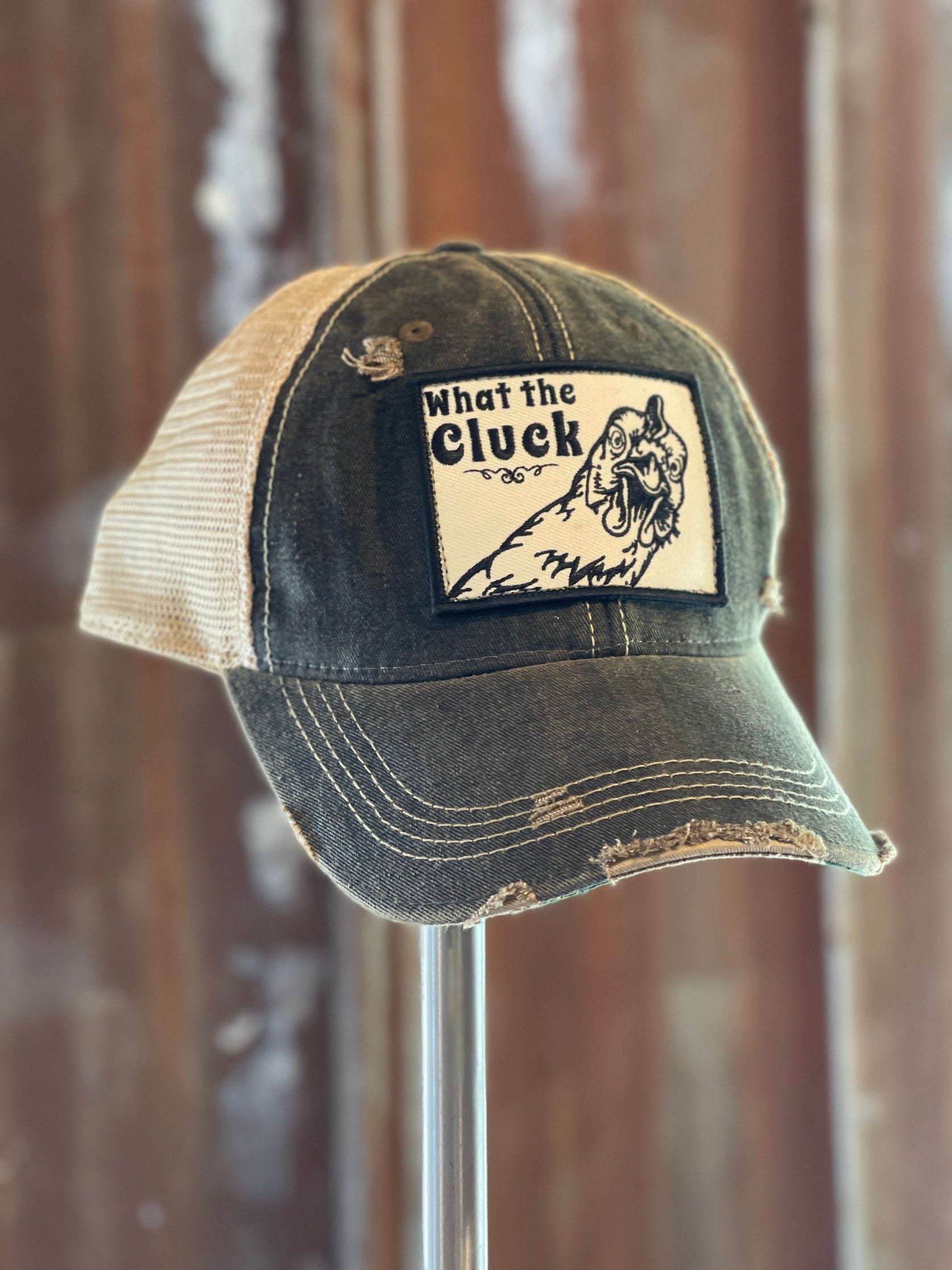 Image of What The Cluck Hat - Distressed Black Snapback