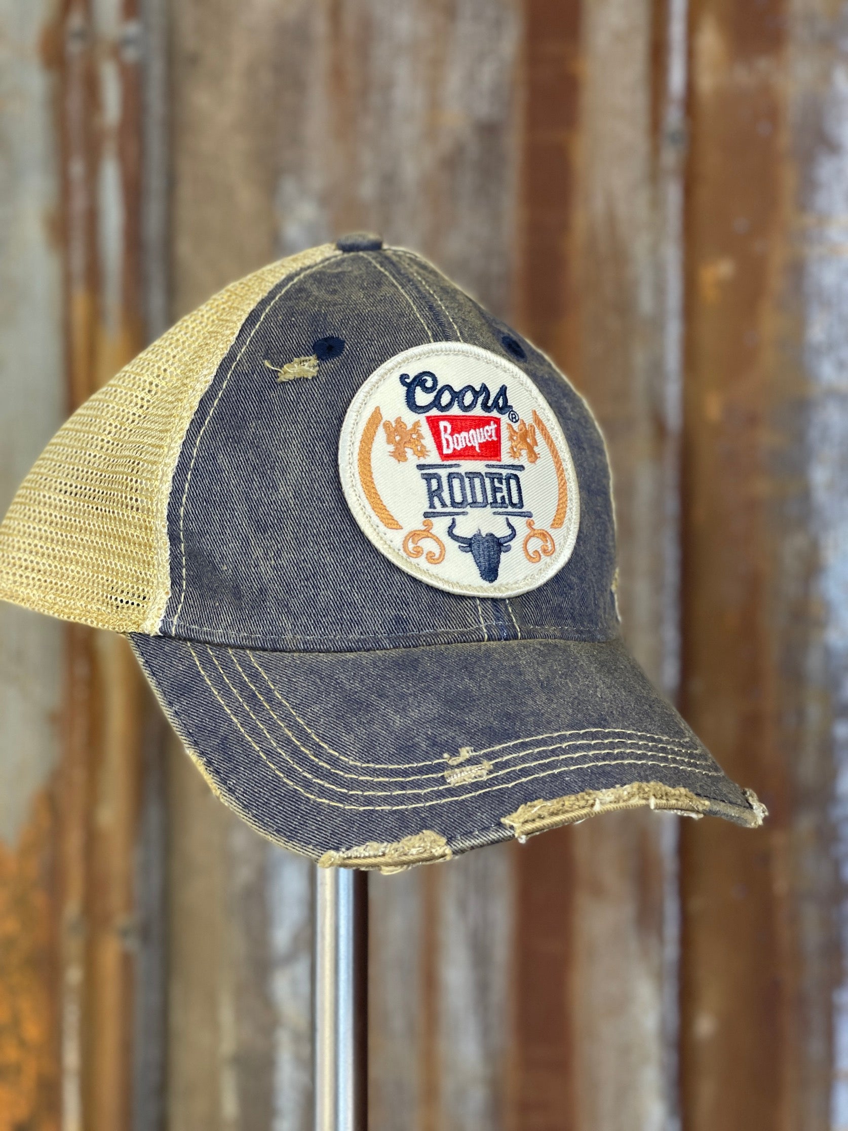 Coors Banquet Rodeo Hat- Distressed Navy Snapback