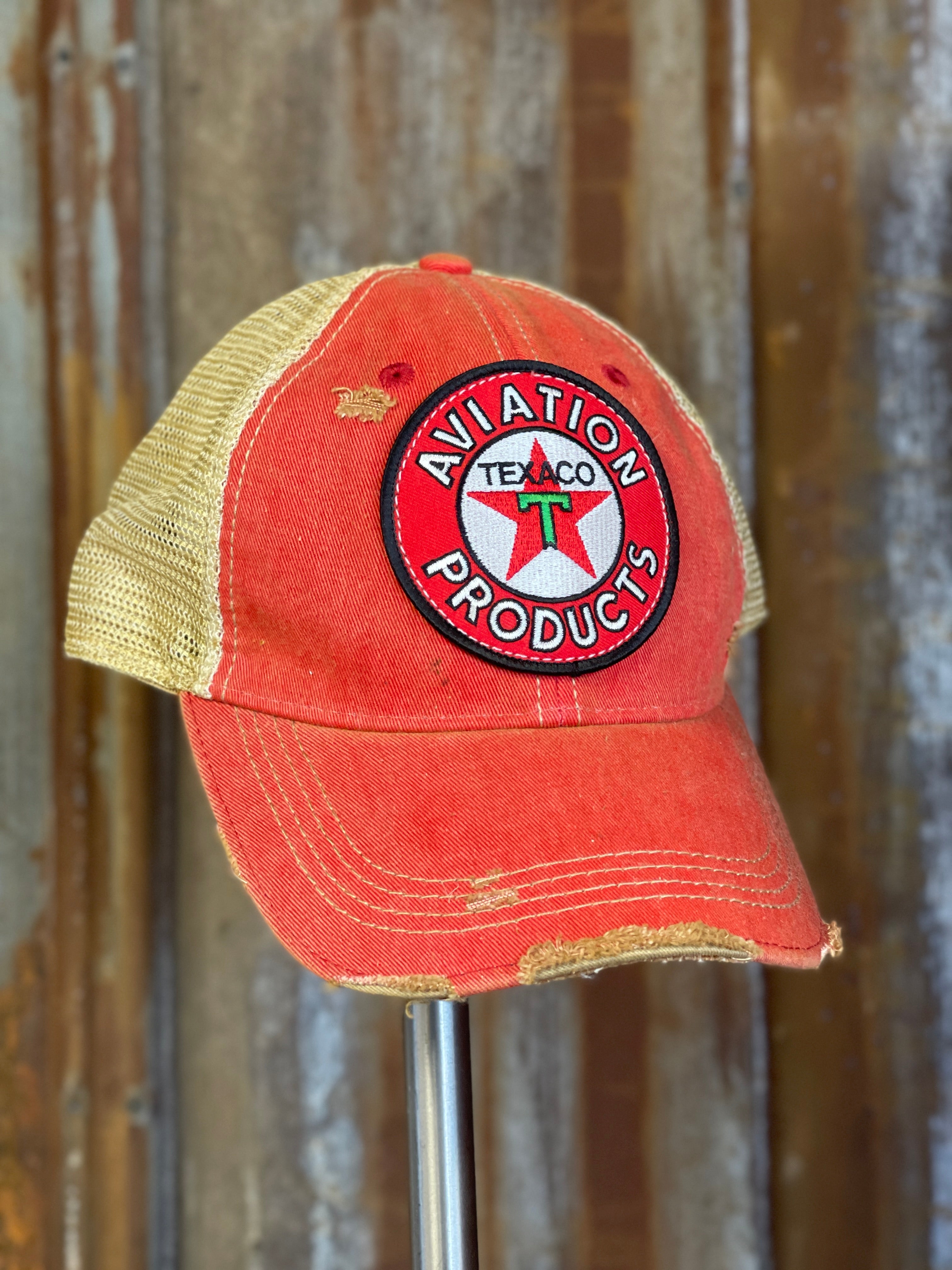 Image of Texaco AVIATION Hat- Distressed Red Snapback  MNRRANERRI Lo 