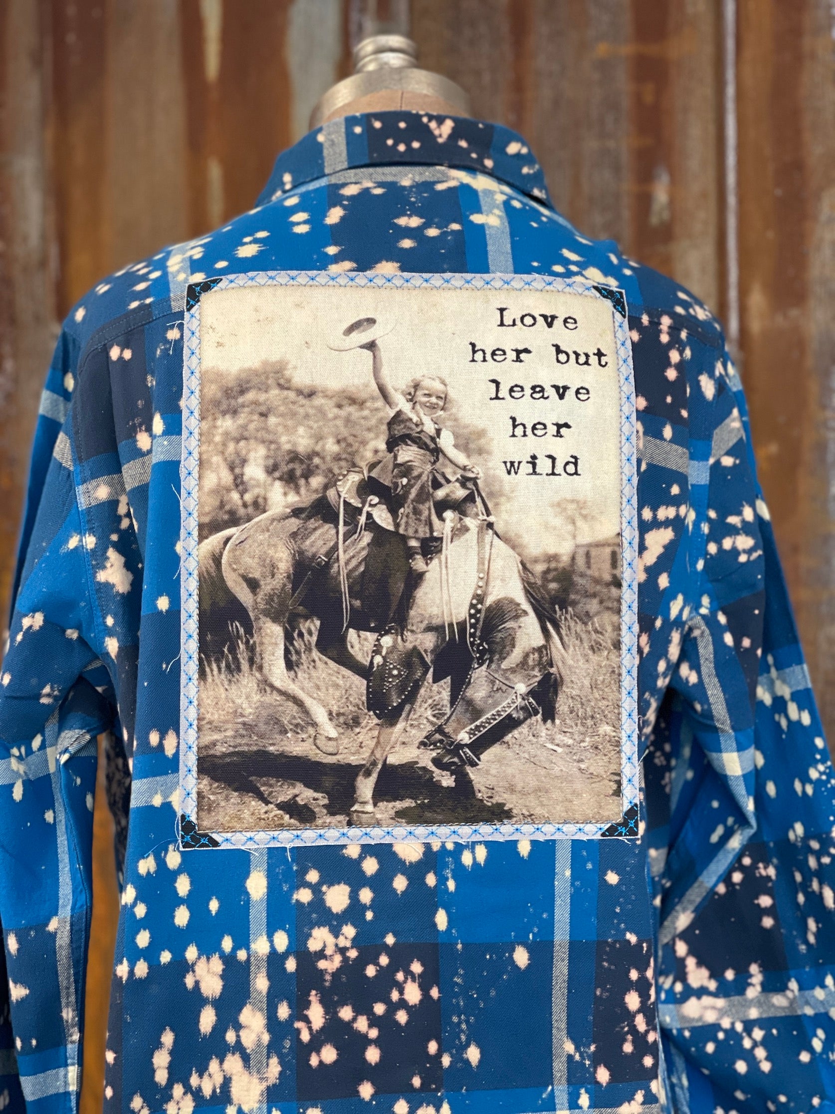 Image of Love Her But Leave Her Wild Art Flannel- Distressed River  - "l o TN - her but Y 5 leave R % her 
