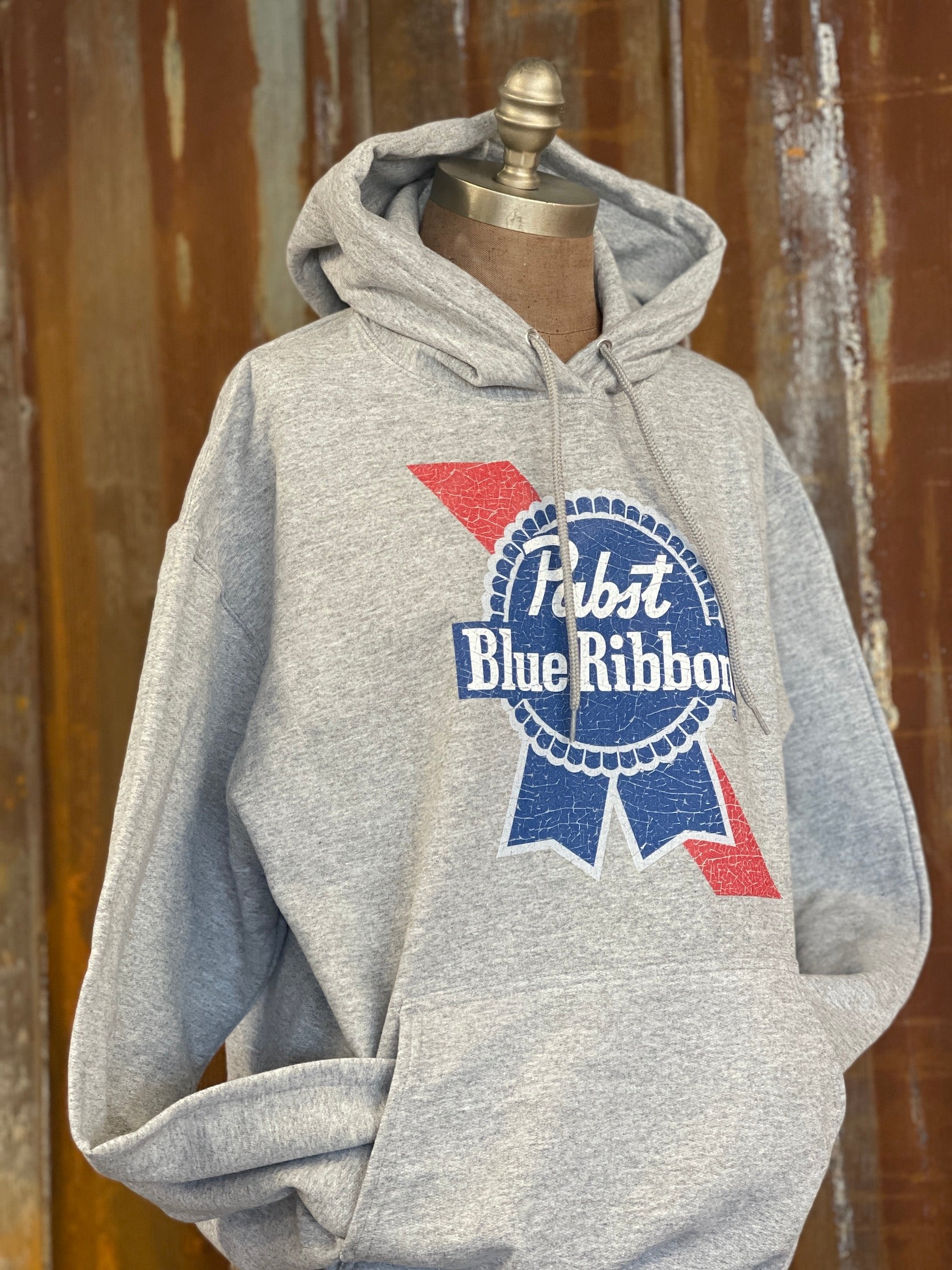 Image of Pabst Blue Ribbon Beer Hoodie- Heathered Grey