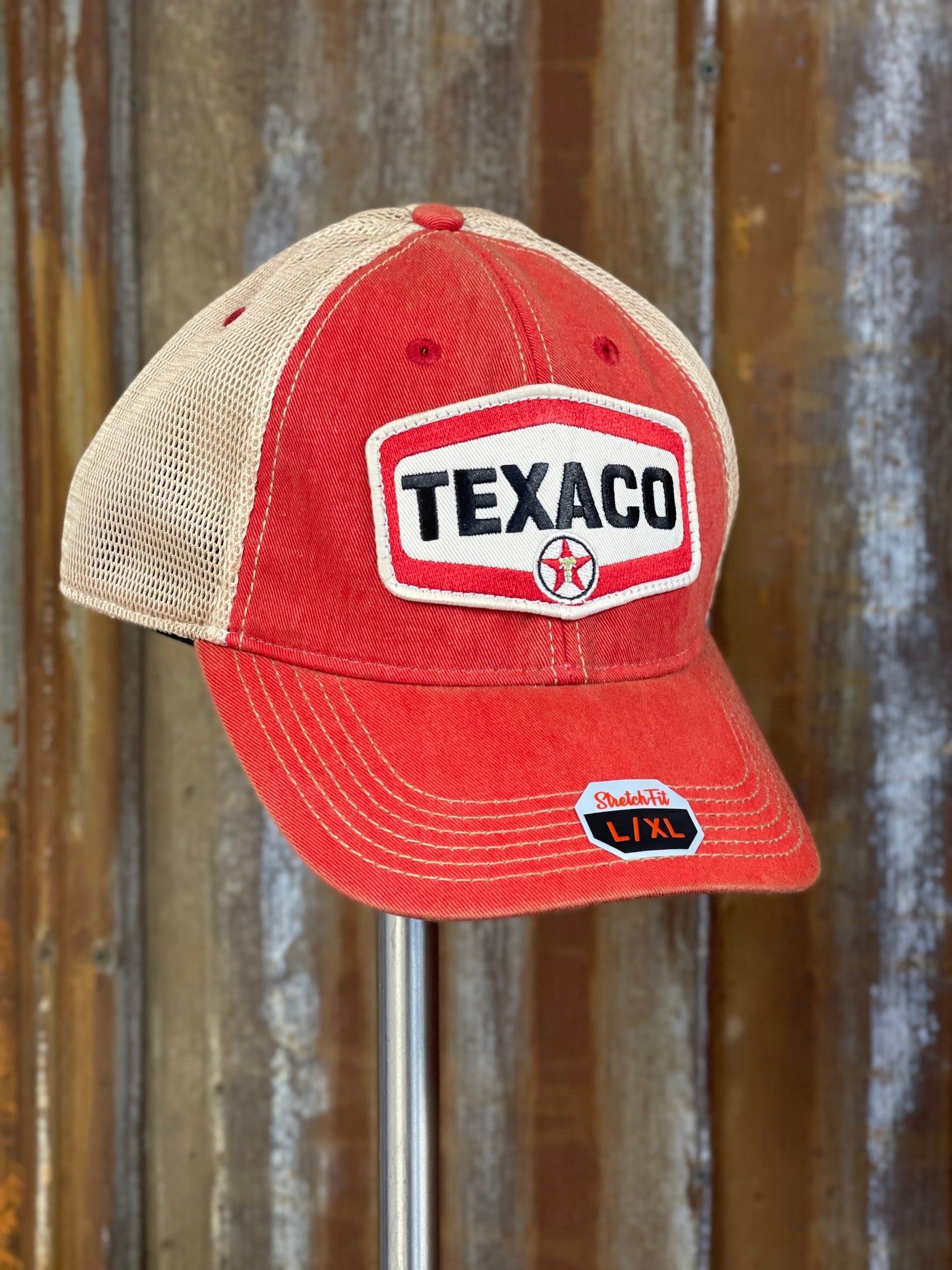 Texaco Logo Hat- Distressed Red StretchfitAngry Minnow Vintage – Angry  Minnow Vintage LLC