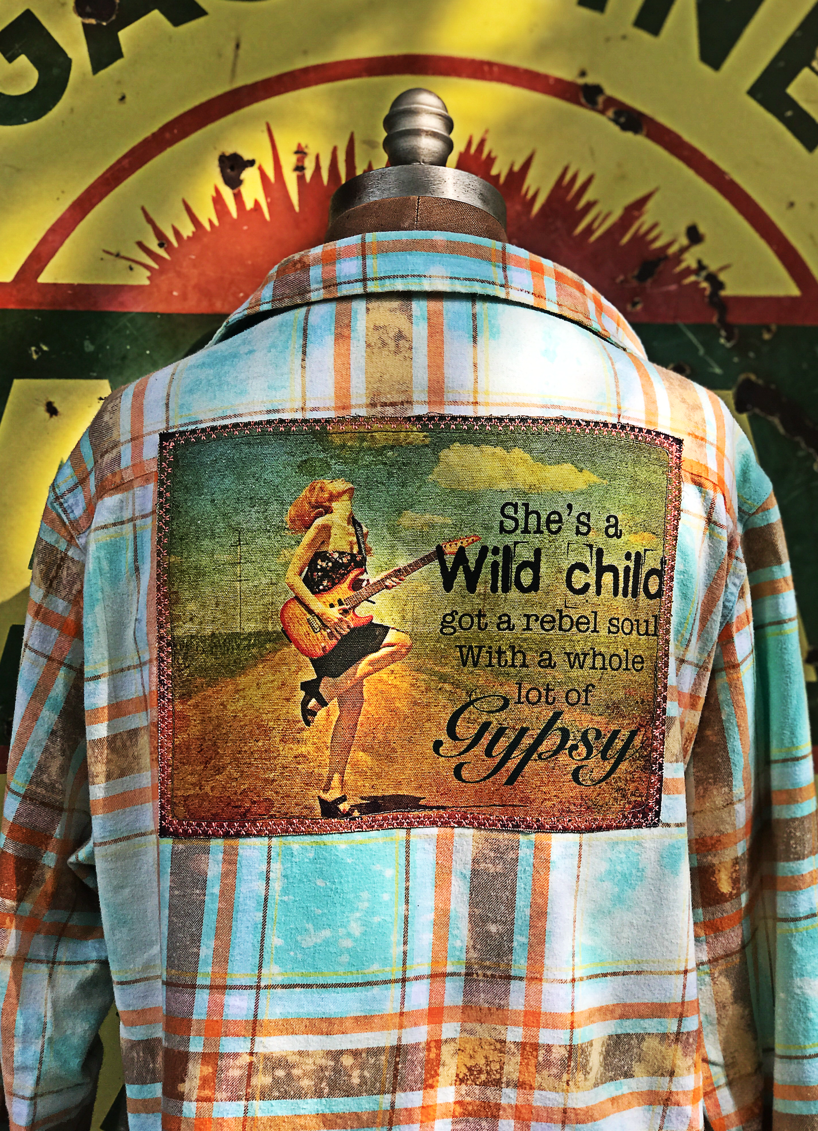 Image of She's a Wild Child Art Flannel - Lake Tahoe Blue