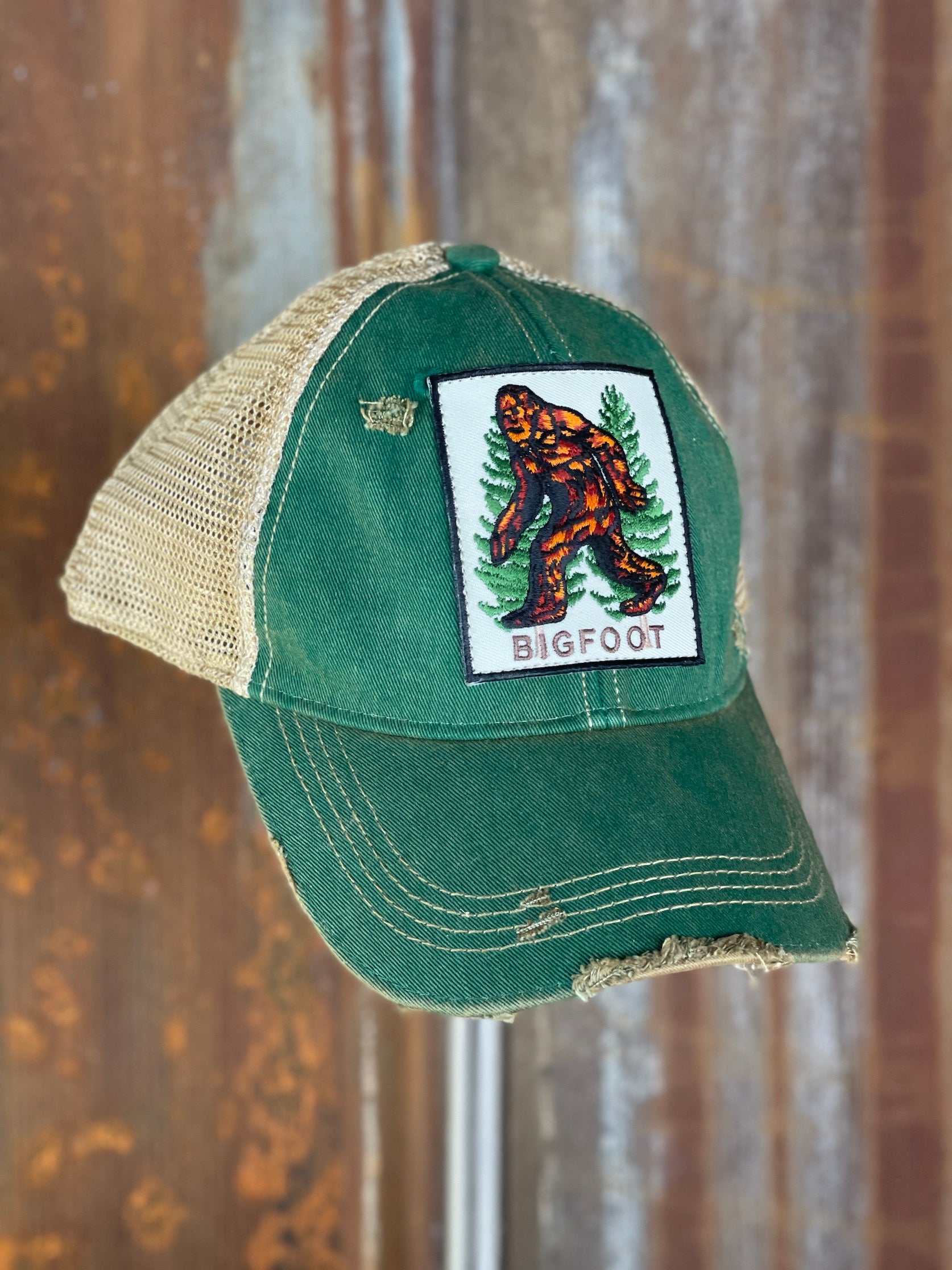 Image of Bigfoot Hat- Distressed Kelly Green Snapback