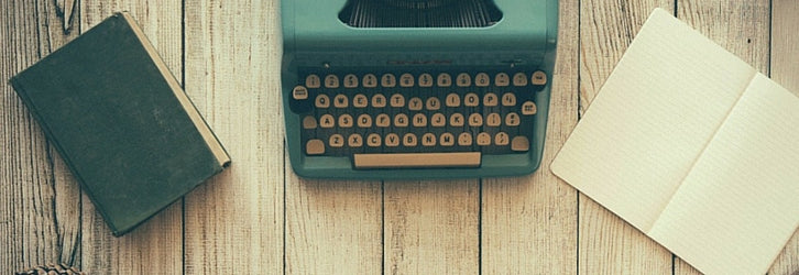 Typewriter and notebook for writing