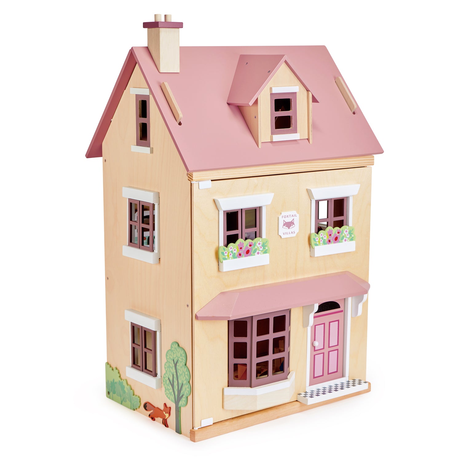 <p>Foxtail Villa is the perfect town-style dolls house. The subtle colors and top-quality FSC plywood fascia make this a beautiful mid-size dolls house for any little boy or girl, with a clever design to lift and hold the roof to access the attic. Included is a starter set of matching furniture: A cooker, sink unit, table and chair, coffee pot, jam pot, bowl of apples, sofa with printed cushions, floor mat, side table, tabletop lamp, standard lamp, pillow, bed with coverlet, wardrobe, retro style toilet and bathroom sink unit.</p>
<p><strong>Self-assembly required. Dolls sold separately.</strong></p>
<p>Age range: 3 years +  </p>
<p>Product size: 17.32 x 14.57 x 27.95”  </p>
<p>Weight: 14.63 Ibs</p>
<p><a href="https://www.dropbox.com/s/d7pk9cf44jwfj5r/TL8128%20Foxtail%20Villa%20Printable.pdf?dl=0"><strong>Download Foxtail Villa Printable</strong></a></p>
