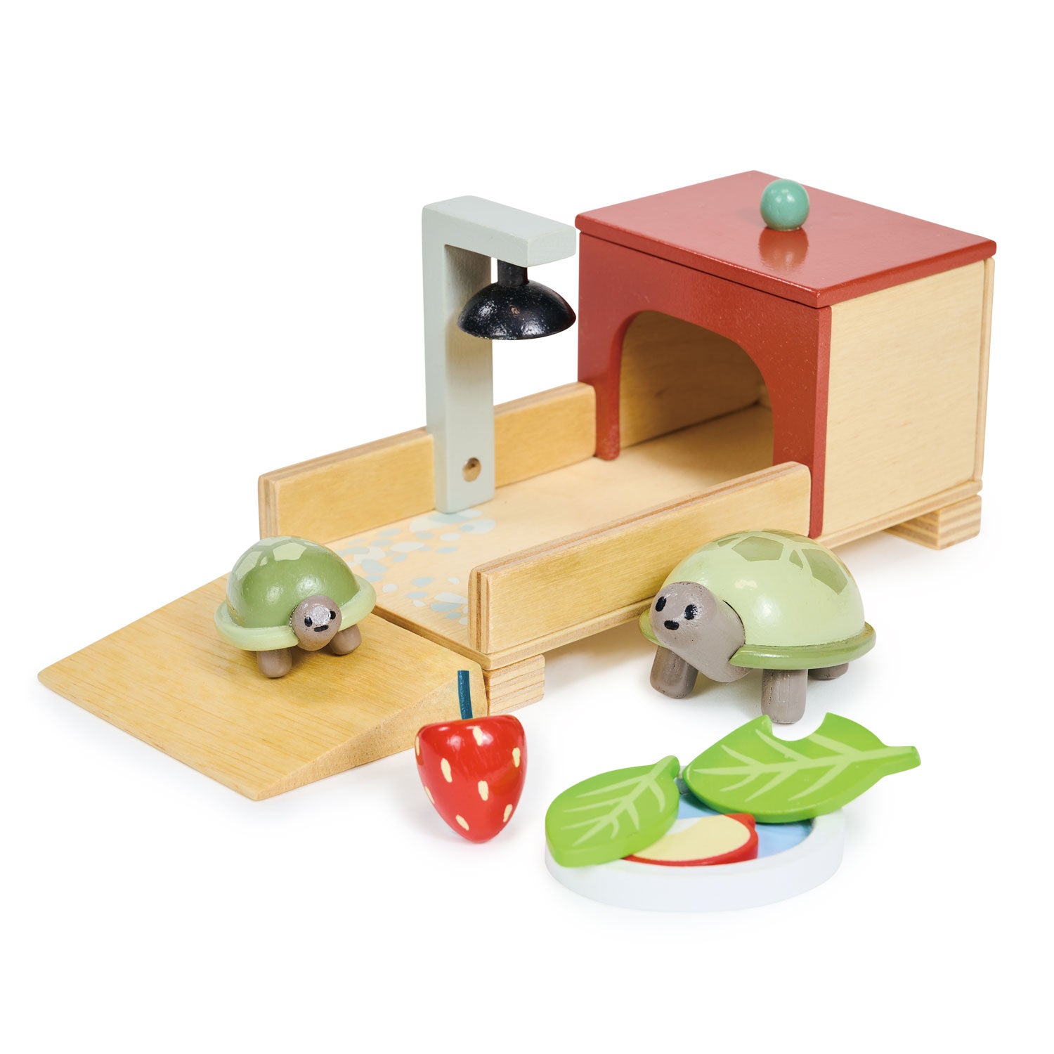 <p>A mummy and baby tortoise and their cozy home, complete with heater lamp and bedroom area. Included in this set are a water bowl, two leaves, a slice of apple and a strawberry. Scaled for our Tender Leaf dolls houses, and part of our pet set range. </p>
<p>Age range: 3 years +  </p>
<p>Product size: 7.09 x 2.56 x 2.95”  </p>
<p>Weight: 0.31 Ibs</p>
<p><strong>Related Products</strong><a href="https://kids.allwomenstalk.com/products/pet-cats-set">Pet Cats Set</a>  </p>
<p><a href="https://kids.allwomenstalk.com/products/pet-dog-set">Pet Dog Set</a><a href="https://kids.allwomenstalk.com/products/pet-rabbit-set">Pet Rabbit Set</a><a href="https://kids.allwomenstalk.com/products/chicken-coop">Chicken Coop</a>  </p>
<p><a href="https://kids.allwomenstalk.com/products/the-stables">The Stables</a></p>
