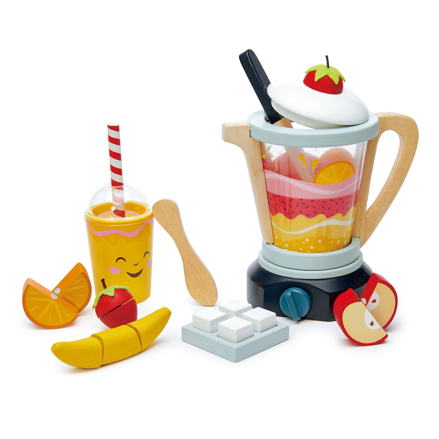 <p>Pretend to be a real smoothie stall with take-away style beaker, stripy straw, and wooden stirrer… Cut the fruit with the wooden knife and pop it all into the stylish blender with pourer and pretty</p>
<p>printed acetate. Blend a strawberry, apple, banana, and orange into a delicious smoothie drink….</p>
<p>Don’t forget the ice cubes!</p>
<p>Age range: 3 Years And Older  </p>
<p>Product size: 8.66 x 9.06 x 8.66”  </p>
<p> Weight: 1.78 lbs</p>
<p><a href="https://www.dropbox.com/s/eiq4bui0bjg9prj/TL8229%20Fruity%20Blender%20Printable.pdf?dl=0" title="Fruity Blender Printable"><img src="https://cdn.shopify.com/s/files/1/1083/1780/files/TL8229-Fruity-Blender-Printable-dl_480x480.jpg?v=1597916438" alt="Fruity Blender Printable"></a></p>
