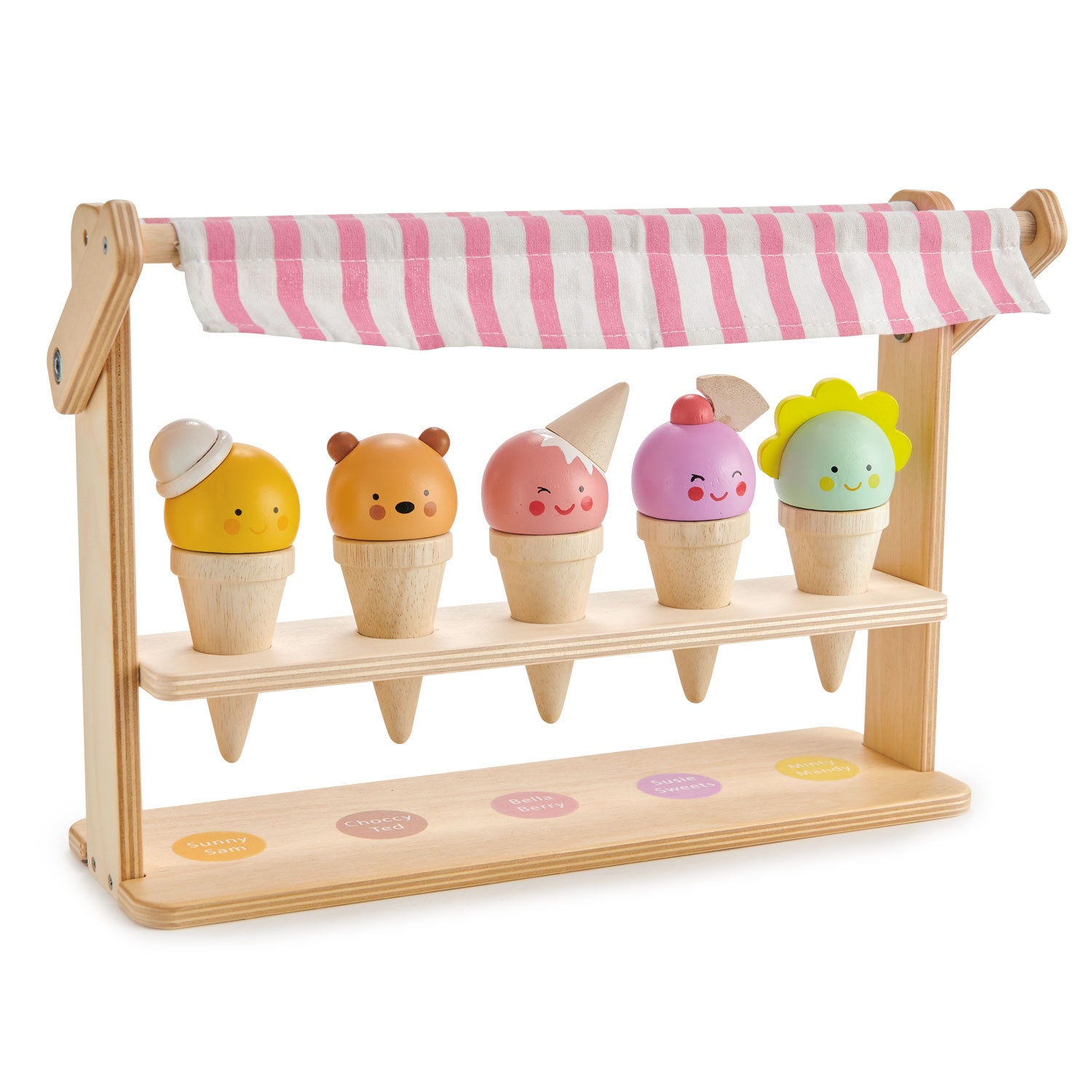 <p>Five delicious and very friendly solid wood ice cream cornets adorn this pretty little shop. Choose your flavor and have fun matching the characters to their names.</p>
<p>Age range: 3 Years And Older  </p>
<p>Product size: 12.99 x 4.72 x 10.24“  </p>
<p> Weight: 1.74 lbs </p>
<p><a href="https://www.dropbox.com/s/250ztb9zurzznrm/TL8243%20Scoops%20and%20Smiles%20Printable.pdf?dl=0"><strong>Download Scoops and Smiles Printable</strong></a></p>
