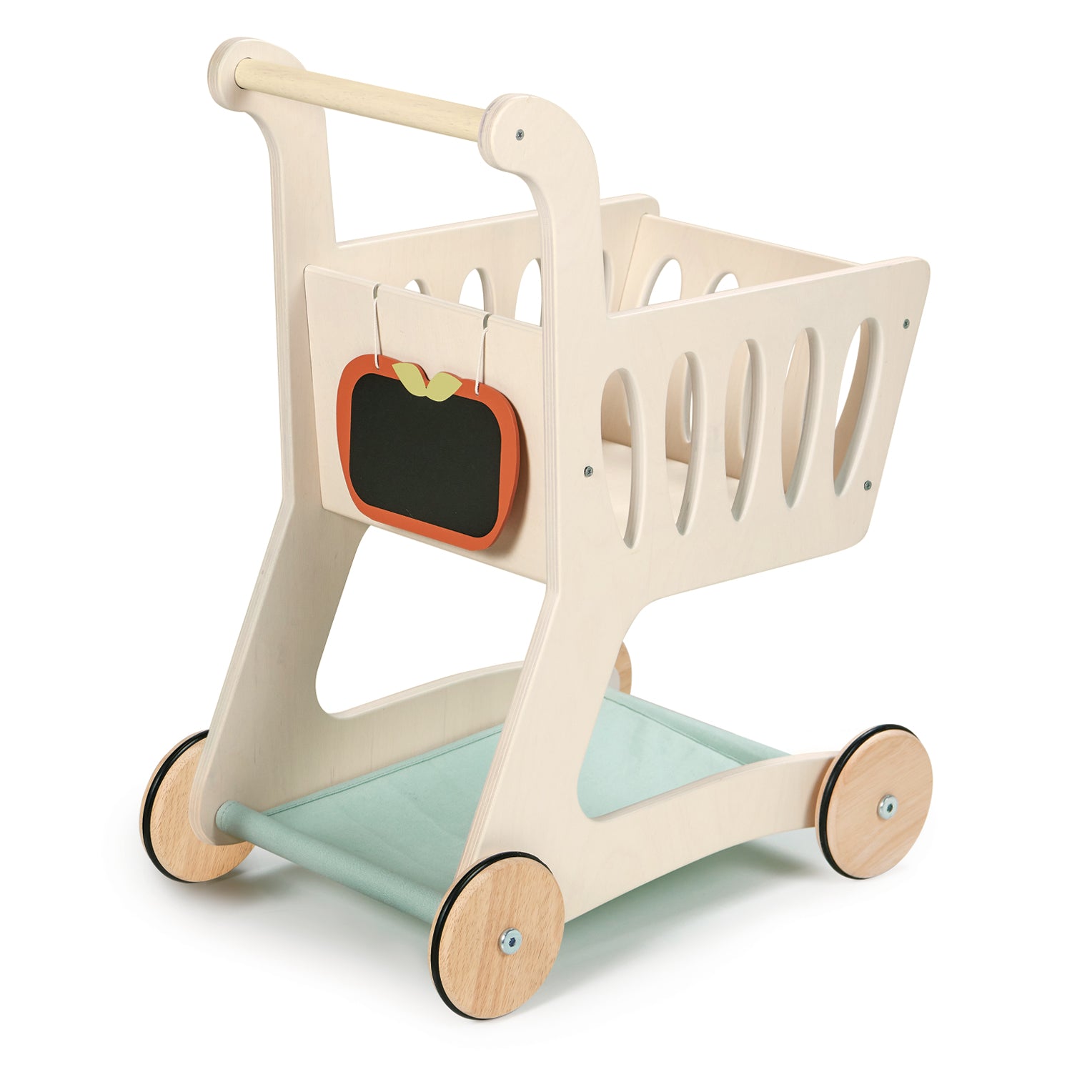 <p>Scooting round the store with the most stylish wooden shopping cart. A fabric base adds extra room for all those supermarket goodies and a sweet little apple shaped chalkboard is perfect for writing a shopping list or drawing pictures.</p>
<p>Age range: 3 Years and Older  </p>
<p> Product size: 17.52 x 11.81 x 21.85”  </p>
<p> Weight: 5.96 lbs</p>
<p><strong>Self assembly required.</strong></p>
<p><a href="https://www.dropbox.com/s/q8m1dknfey7bxuc/TL8261%20Shopping%20Cart%20Printable.pdf?dl=0"><strong>Download Let&#39;s go Shopping Printable</strong></a></p>
