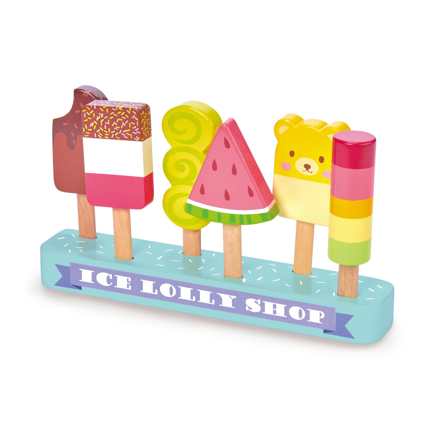 <p>A fun and fabulous Ice lolly Shop! 6 delicious and different flavored ice lollies all made from solid rubberwood and painted in yummy colors. All the sticks are removable and have a sweet little message printed on the hidden part. Mix and match and play a guessing game with friends. </p>
<p>Age range: 3 Years And Older  </p>
<p>Product size: 8.94 x 1.77 x 5.08”  </p>
<p>Weight: 0.68 lbs</p>
<p><a href="https://www.dropbox.com/s/lwpkro884410ewv/TL8236%20Ice%20Lolly%20Printable.pdf?dl=0" title="Ice Lolly Printable"><img src="https://cdn.shopify.com/s/files/1/1083/1780/files/TL8236-Ice-Lolly-Printable-dl_480x480.jpg?v=1599203487" alt="Ice Lolly Printable"></a></p>
