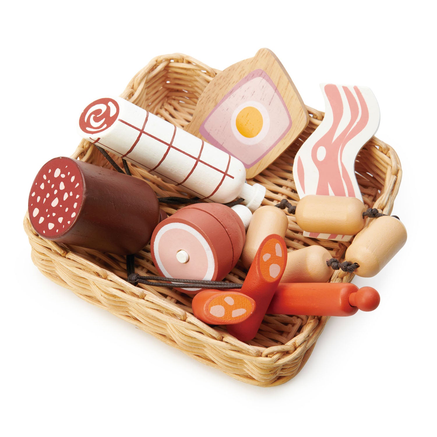 <p>A handcrafted wicker basket with a slice of ham and egg pie, a black sausage, a rasher of bacon, a string of butchers sausages, a large salami, a Spanish chorizo style sausage, and a ham hock.</p>
<p>Age range: 3 Years And Older  </p>
<p>Product size: 6.1 x 6.1 x 2.17”  </p>
<p>Weight: 0.51 lbs </p>
<p><strong>Related Products</strong>  </p>
<p><a href="https://kids.allwomenstalk.com/products/general-stores">General Stores</a>  </p>
<p><a href="https://kids.allwomenstalk.com/products/bread-basket">Bread Basket</a>  </p>
<p><a href="https://kids.allwomenstalk.com/products/veggie-basket">Veggie Basket</a>  </p>
<p><a href="https://kids.allwomenstalk.com/products/fruity-basket">Fruity Basket</a>  </p>
<p><a href="https://kids.allwomenstalk.com/products/seafood-basket">Seafood Basket</a>  </p>
<p><a href="https://kids.allwomenstalk.com/products/supermarket-grocery-set">Supermarket Grocery Set</a>  </p>
<p><a href="https://kids.allwomenstalk.com/products/market-scales">Market Scales</a></p>
