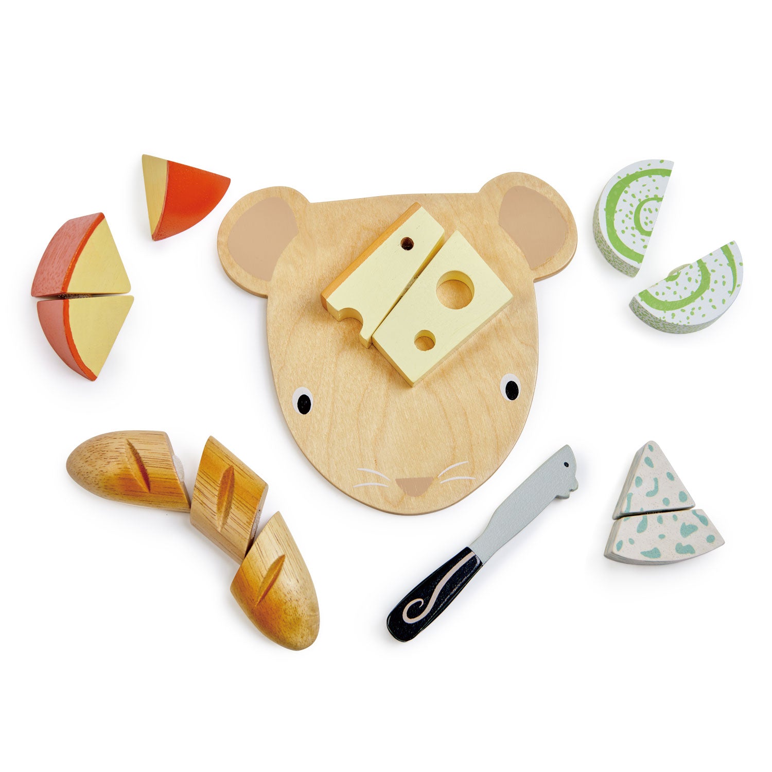 <p>A mouse-shaped wooden cheese board with a mousey cheese knife. A baguette in 3 parts, an Edam cheese in 3 parts, a Gruyere, a Rouleaux, and a blue cheese in 2 parts. Attached with velcro for easy cutting. Netting bag for tidying away included.</p>
<p>Age range: 2 years +  </p>
<p>Product size: 5.91 x 6.69 x 2.76”  </p>
<p>Weight: 0.48 Ibs</p>
<p><strong>Related Products</strong><a href="https://kids.allwomenstalk.com/products/mini-chef-chopping-board">Mini Chef Chopping Board</a><a href="https://kids.allwomenstalk.com/products/tropical-fruit-chopping-board">Tropical Fruit Chopping Board</a></p>
<p><a href="https://www.dropbox.com/s/rb18qp6qukpgaam/TL8293%20Cheese%20Chopping%20Board%20Printable.pdf?dl=0"><strong>Download Cheese Chopping Board Printable</strong></a></p>

