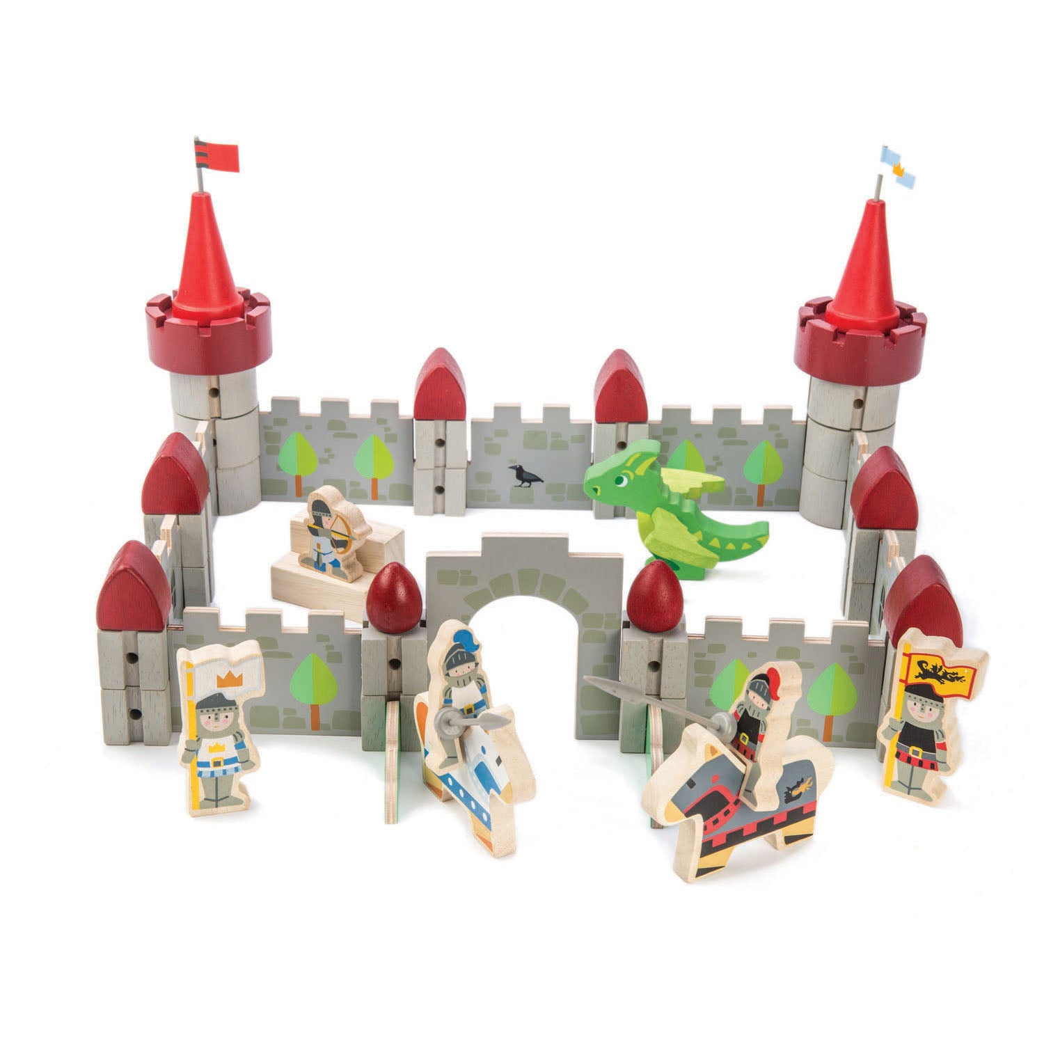 <p>Create your fantasy world with our Dragon Castle. Set features red and blue soldiers with different postures, horses to sit on, spears, one archway, hedges and a baby dragon. </p>
<p>This medium size set has all you need to create and build your own unique castle layout, by clipping together walls and posts with small neat plastic pegs.</p>
<p>Perfect to play against or add to our Wolf Castle. </p>
<p><strong>Recommended</strong>by Good Toy Guide**</p>
<p>Age range: 3 Years And Older  </p>
<p>Product size: 16.93&quot; x 14.02&quot; x 8.54&quot;  </p>
<p>Weight: 2.53 lbs</p>
