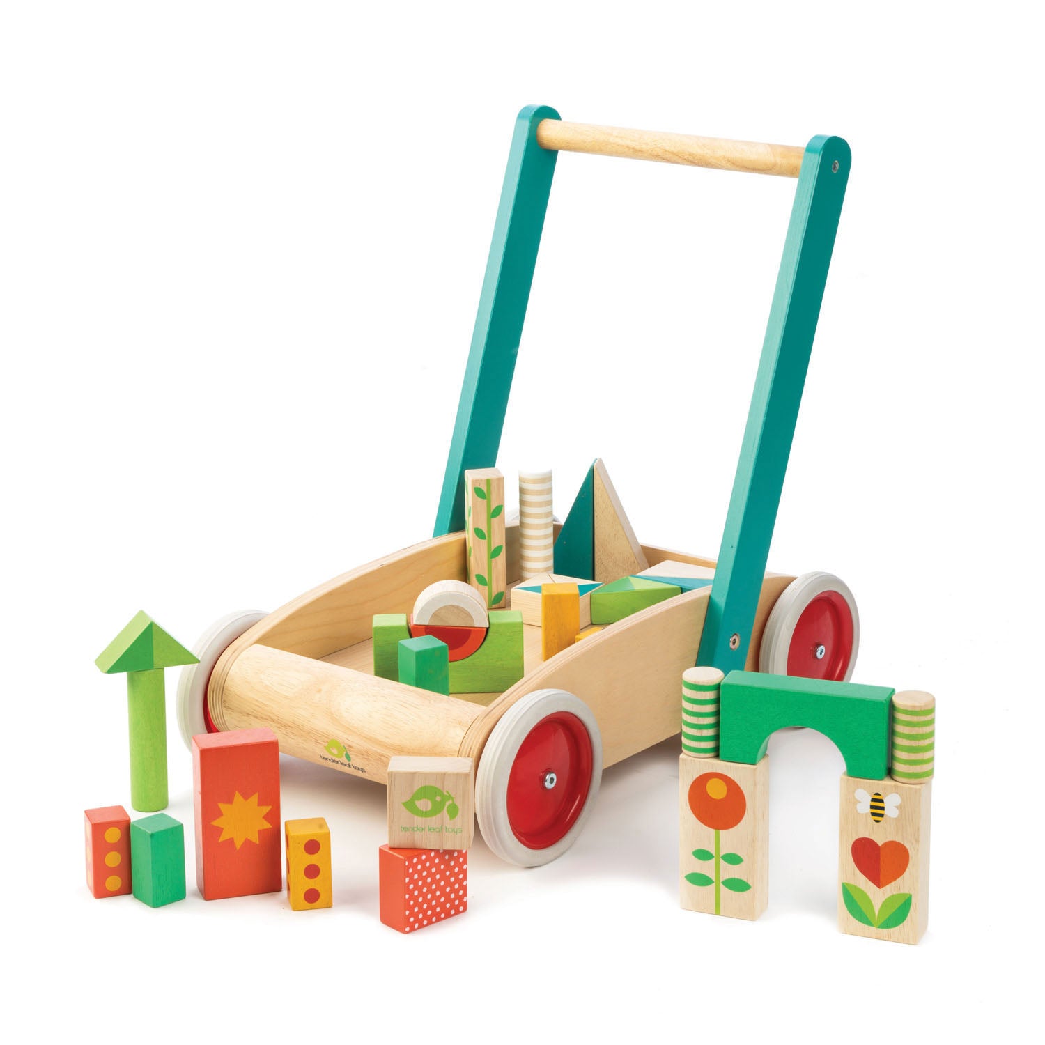 <p>Watch your little one take their first steps with our modern version of the classic baby walker. Made from high quality wood, the handle is sturdy enough for toddlers to lean on.  There are 29 garden themed wooden blocks for extra play and creative construction. This is a delightful addition to any home or play room. Helps to develop balance, strength and encourages creative play! </p>
<p><strong>Self Assembly is Required</strong></p>
<p>Age range: 18 months +  </p>
<p>Product size: 16.34&quot; x 11.22&quot; x 16.54&quot;  </p>
<p>Weight: 6.78 lbs</p>
