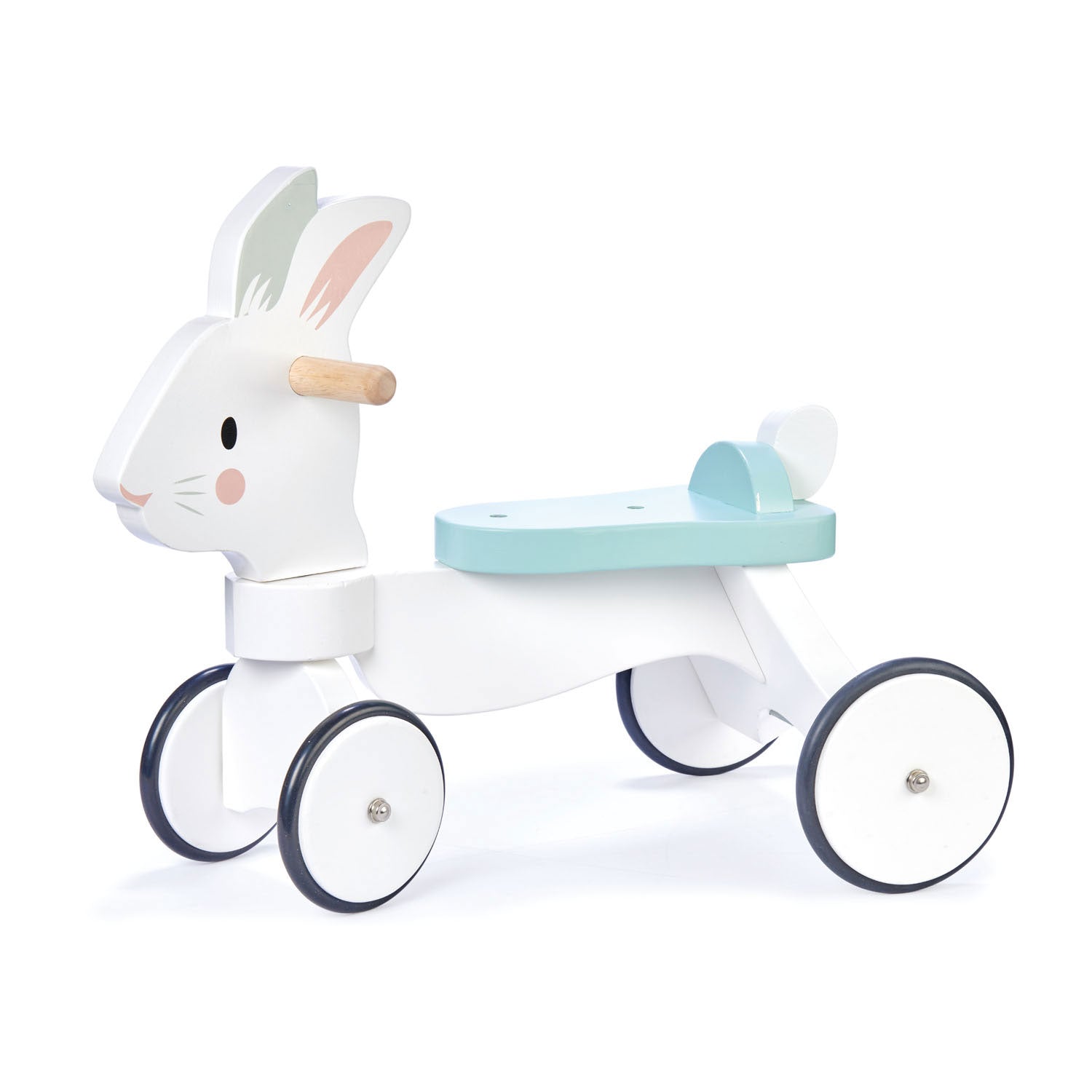 <p>A classic sturdy white ride on bunny rabbit with non-slip rubber trimmed wheels, made from solid rubber wood. This rabbit has been rigorously tested to avoid tipping over when being used.</p>
<p><strong>Junior Design Awards 2019, Bronze Medal for Best Toy Design 0-2 Years</strong></p>
<p>Age range: 18 months +  </p>
<p> Product size: 22.64 x 12.99 x 17.72”  </p>
<p>Seat height: 9.45&quot;  </p>
<p> Weight: 10.80 lbs</p>
<p><a href="https://www.dropbox.com/s/v9d88jbyylz3011/TL8591%20Rabbit%20Ride%20On%20Pin%20the%20Tail%20Printable.pdf?dl=0" title="Rabbit Ride On Pin the Tail Printable"><img src="https://cdn.shopify.com/s/files/1/1083/1780/files/TL8591-Rabbit-Ride-On-Pin-the-Tail-Printable-dl_480x480.jpg?v=1597918048" alt="Rabbit Ride On Pin the Tail Printable"></a></p>
