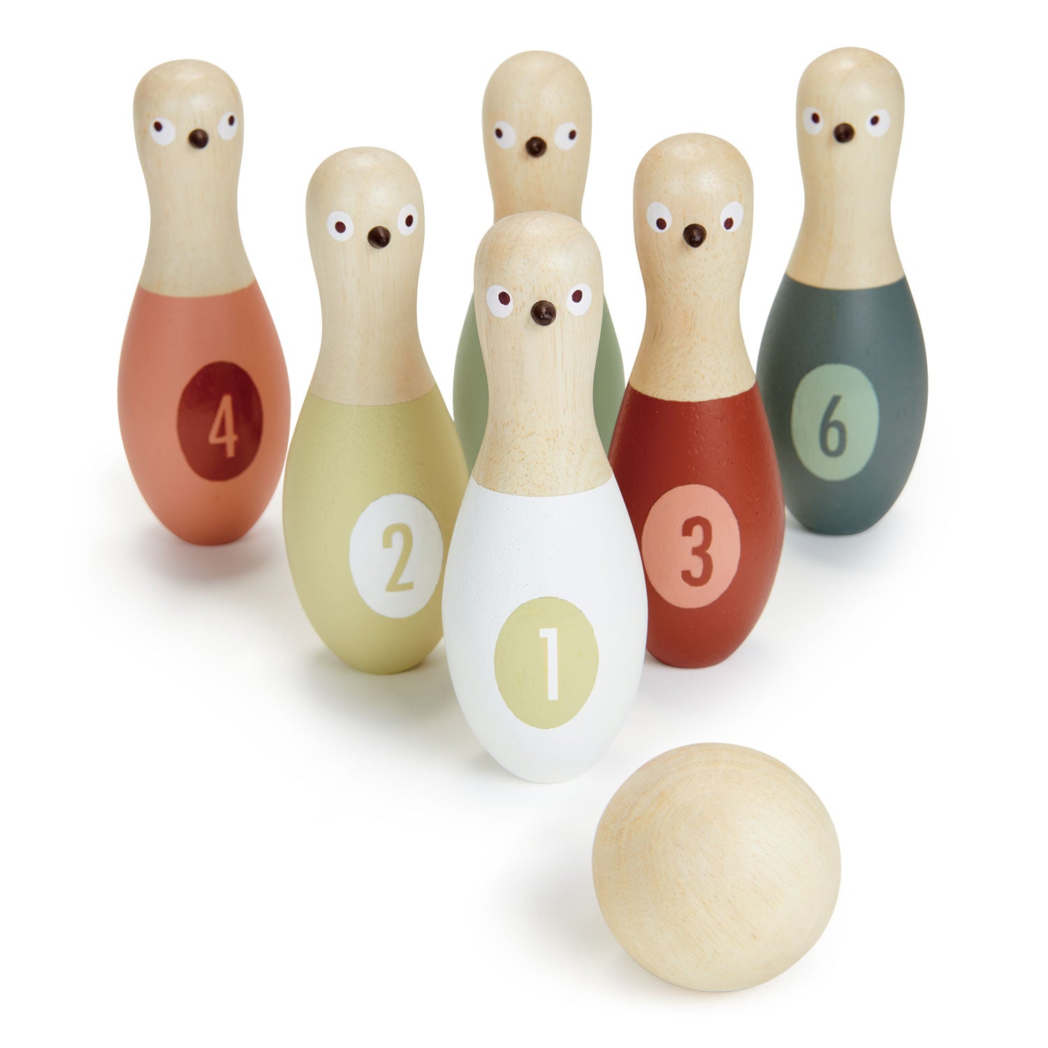 <p>6 skittles inspired by friendly pigeons and a solid wood ball. Different colors and numbers for competitive games. Includes a printed drawstring bag.</p>
<p>Age range: 3 years +  </p>
<p>Product size: 2.09 x 2.09 x 5.98”  </p>
<p>Weight: 1.87 Ibs</p>
<p><a href="https://www.dropbox.com/s/nz4ghj9m8nomaiw/TL8621%20Birdie%20Skittles%20Printable.pdf?dl=0"><strong>Download Birdie Skittles Printable</strong></a></p>
