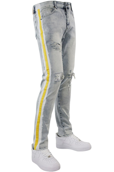 jeans with gold stripe down the side